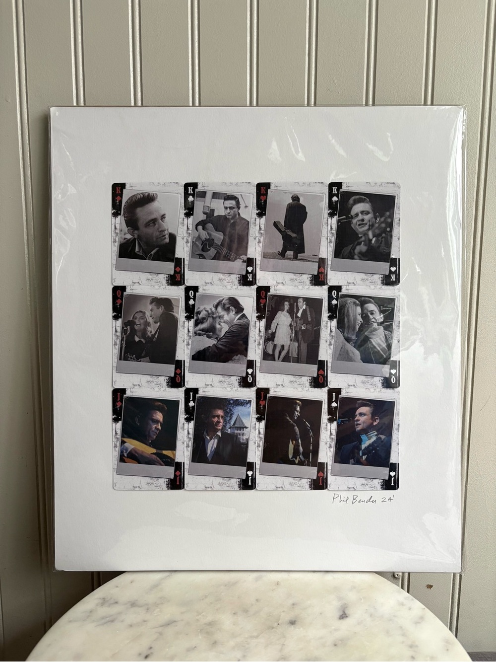 NEW Phil Bender Johnny Cash Playing Cards Assemblage Artwork Collectible Signed